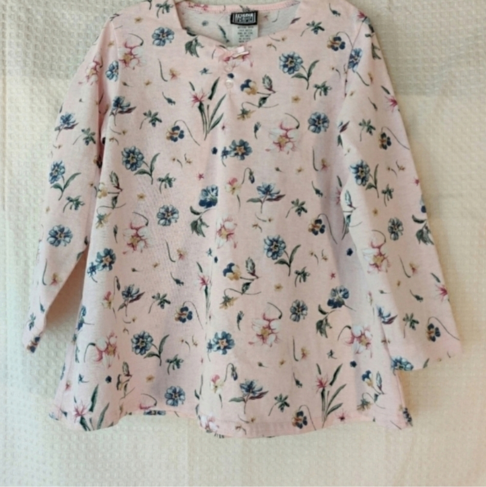 Vintage Freeze Frame Light Pink, Floral, Long Sleeve Top Girls Size M (5-6)💰